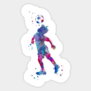 Soccer Player Little Boy Heading the Ball Sticker